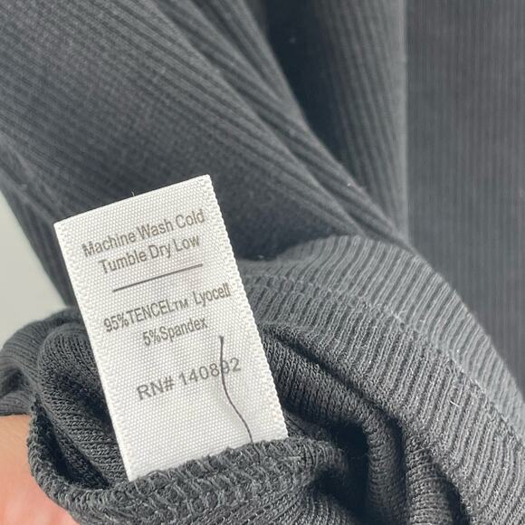 MARINE LAYER Lexi Rib Leah Dress Extra Small Black Ribbed One Bow Shoulder NWT - Picture 12 of 12